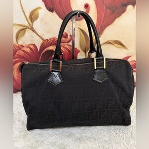 Fendi Canvas Boston Handbag